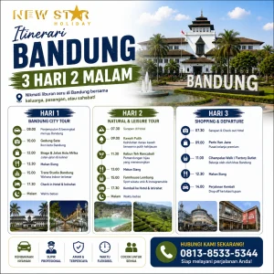 Cadangan itinerari Bandung 3 hari 2 malam untuk pelancong Malaysia melawat destinasi popular di Bandung.