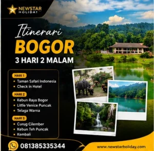 Itinerari Bogor 3 Hari 2 Malam meliputi Taman Safari Indonesia, Kebun Raya Bogor dan Little Venice Puncak