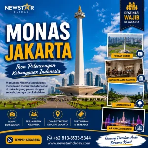 Monas Jakarta atau Monumen Nasional sebagai ikon pelancongan utama di Jakarta
