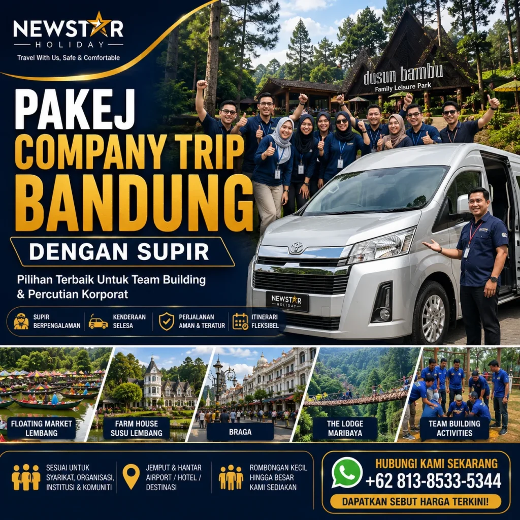 Pakej Company Trip Bandung dengan supir profesional untuk syarikat dan rombongan dari Malaysia.