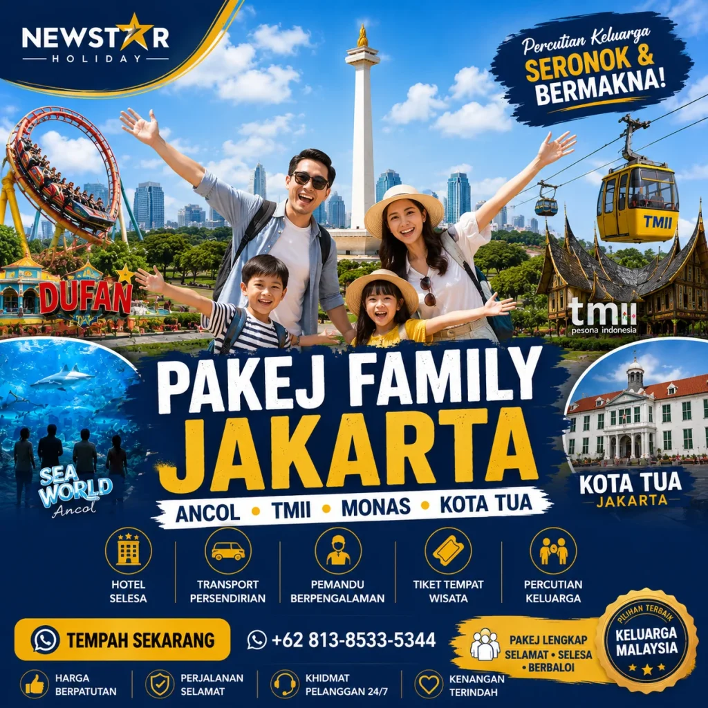 Pakej Family Jakarta dengan lawatan ke Ancol, TMII dan Monas untuk percutian keluarga